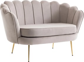 Kanapa 2 osobowa i fotel muszla z brązowoszarego weluru - DANDELION