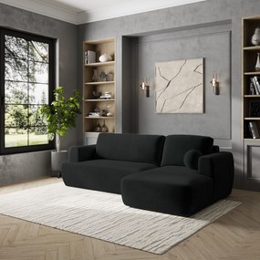 Masseno Narożnik SENTI z funkcją spania i pojemnikiem na pościel Narozniki L, Rozkładana sofa - Czarny, KRONOS 07