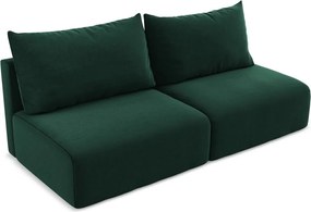 Ciemnozielona aksamitna rozkładana/ze schowkiem sofa 216 cm Kalena – Makamii