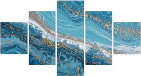 Obraz - Jasnoniebieski marmur ze złotem I. (125x70 cm)