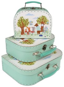 Kartonowe dziecięce pojemniki na zabawki 3 szt. 21x28x8 cm Woodland Friends – Rex London
