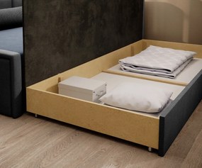 Sofa rozkładana z funkcją spania FULGEO szara/granatowa prawa ELTAP