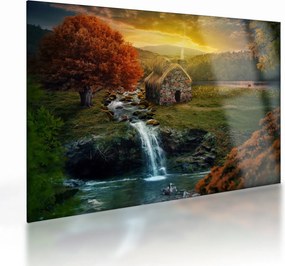 Obraz na szkle domku w bajkowym krajobrazie (70x50 cm)