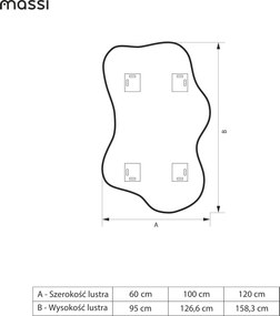 Lustro dekoracyjne o nieregularnym kształcie z podświetleniem FLOW Lift LED | Różne rozmiary | Różne kolory : Kolor tafli szkła - Srebrny, Rozmiar - 60 x 95 cm