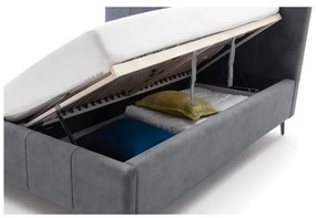 Antracytowe tapicerowane łóżko dwuosobowe ze schowkiem i stelażem 160x200 cm Lizzano – Meise Möbel