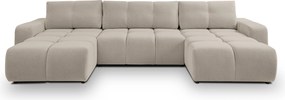 Masseno Narożnik DUCA z funkcją spania i pojemnikiem na pościel Narozniki U, Rozkładana sofa - Beżowy, CURIO 11