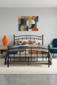 Czarne metalowe łóżko małżeńskie 160x200 cm R1-S86