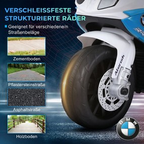 HOMCOM Elektryczny motocykl dla dzieci BMW S1000RR 6V z reflektorem i muzyką 2,5 km/h dla dzieci 18–36 miesięcy Niebieski | Aosom PL