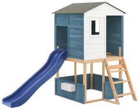 Niebieski plac zabaw ze zjeżdzalnią i piaskownicą Z0-C62