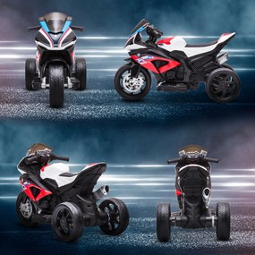 HOMCOM Motocykl Dla Dzieci, Motocykl Elektryczny, Reflektor, 3 Tryby Muzyczne, Dla Dzieci 1,5-5 Lat, Czerwony, 82,5 x 42 x 54cm