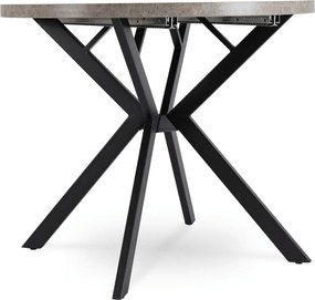 Stół Okrągły Rozkładany LUGO 90-190 cm Beton/Czarny Loft