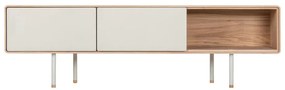 Biało-naturalna szafka pod TV z litego drewna dębowego 160x48 cm Fina – Gazzda