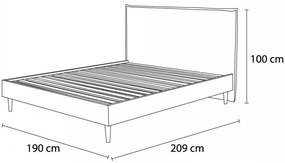 Beżowe tapicerowane łóżko dwuosobowe ze stelażem 180x200 cm Sary – Bobochic Paris