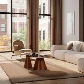 Brązowe okrągłe stoliki zestaw 2 szt. ze szklanym blatem ø 80 cm Vida – MOME