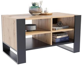 Prostokątna ława kawowa do salonu czarny + dąb artisan H6-Z87