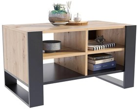 Prostokątna ława kawowa do salonu czarny + dąb artisan - Lajra