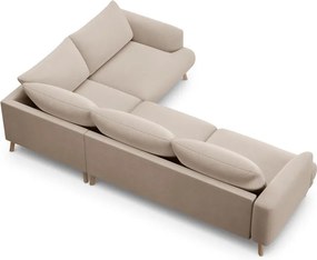 Beżowy aksamitny narożnik (prawostronny/w kształcie litery L) Naomi – Micadoni