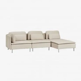 Sofa Modułowa Oriol 3-częściowa Prawa, Leżanka Tkaniny Beżowy Krem - Sklum