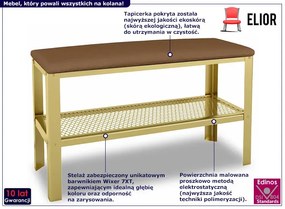 Nowoczesne siedzisko z półką na buty złoty + ciemny beż - Sagal 3X