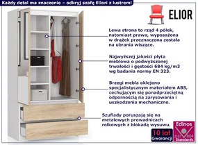 Szafa ubraniowa z drążkiem i półkami biały + dąb sonoma Bilef 3X