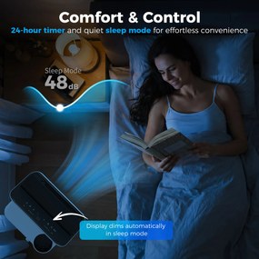 HOMCOM Przenośny klimatyzator 12 000 BTU z technologią inwerterową, 6 w 1 klimatyzacja z automatyczną oscylacją 60°, timerem 24-godzinnym i pilotem | Aosom PL