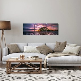 Obraz drzewa na plaży (z zegarem) (90x30 cm)