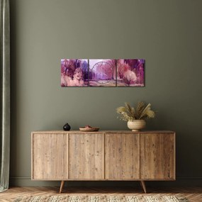 Obraz - Malarstwo pejzażowe jesienne (z zegarem) (90x30 cm)