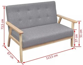 Jasnoszary zestaw wypoczynkowy w stylu vintage - Kifi 5X
