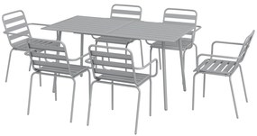 Outsunny Zestaw do jedzenia na zewnątrz, Zestaw mebli ogrodowych, odporny na pogodę, 150 x 80 x74 cm, Jasnoszary