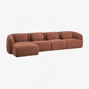 Sofa Modułowy Z Lewym Szezlongiem, 4-częściowy, Z Tkaniny Chenilla Coquette Szenila Rdzawy Brąz - Sklum