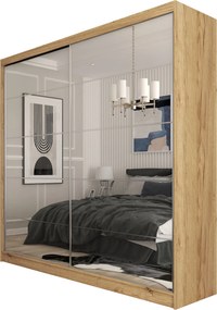 Szafa Przesuwna FIORELLA 200 cm z Lustrem Szafa Dwudrzwiowa Dąb artisan