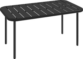 Outsunny Stolik kawowy na zewnątrz, odporny prostokątny metalowy stolik na patio z lamelowym blatem do użytku zewnętrznego | Aosom PL