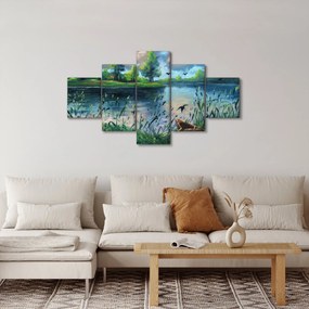 Obraz - Obraz olejny, Wczesny letni wieczór nad jeziorem (125x70 cm)