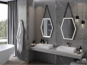 Mexen Orla lustro łazienkowe podświetlane 60 x 80 cm, LED 6000K, antypara, rama czarna - 9815-060-080-611-70