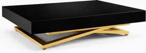 Ławostół 120 cm Ducale U - stół rozkładany do salonu 120-200 cm, regulowana wysokość, złoty stelaż - Czarny