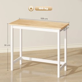 HOMCOM Stół Barowy, Dębowy, kompaktowy, dla 2 osób, Drewno Naturalne + Białe