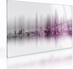 Obraz na szkle - Panorama miasta, różowo-  szara (70x50 cm)