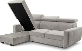 Masseno Narożnik CASTELLO z funkcją spania i pojemnikiem na pościel Narozniki L, Rozkładana sofa - Szary, VELO 633