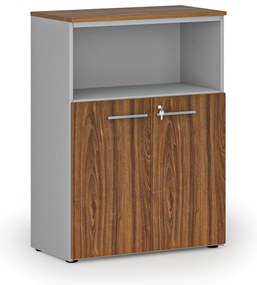Szafa biurowa kombinowana PRIMO GRAY, 800 x 420 x 1087 mm, szary/orzech