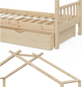 Łóżko domowe naturalne drewno 208x97x148 design