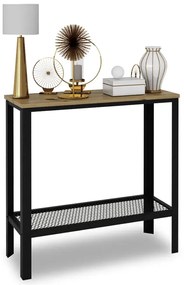 Nowoczesna konsola z półką czarny + dąb artisan N5-R06