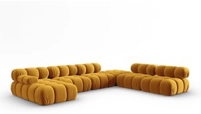 Żółta aksamitna sofa 379 cm Bellis – Micadoni Home