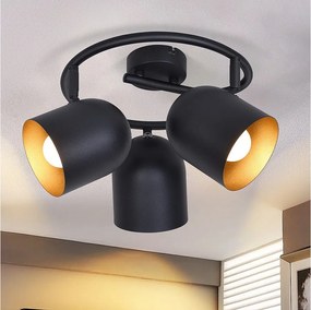 NETTLIFE Lampa sufitowa E14 czarno-złota vintage sufitowa reflektor regulowany bez żarówki 350° regulowany