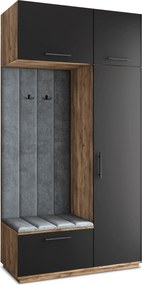 Masseno Garderoba REMA 120/240/60 cm Nowoczesna Szafa do Przedpokoju Dąb lefkas, MONOLITH 85 (Szary)