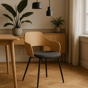 Krzesło Tapicerowane z Drewna Giętego ORBI Dąb Złoty/Czarne Nowoczesne Loft