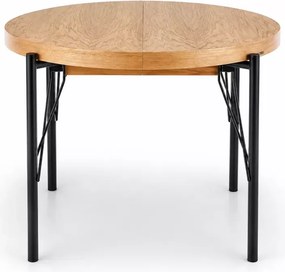 Rozkładany stół okrągły do jadalni Infinity 100-300 cm z okleiny naturalnej w stylu loft na czarnych metalowych nogach