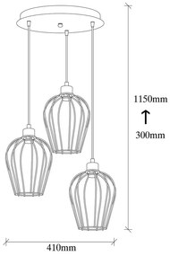Czarna lampa wisząca z 3 kloszami Opviq lights Tel