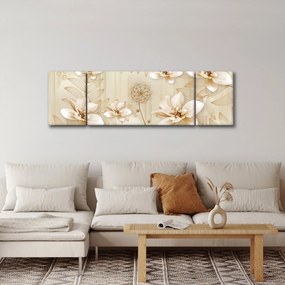 Obraz - Kompozycja złotych kwiatów (170x50 cm)