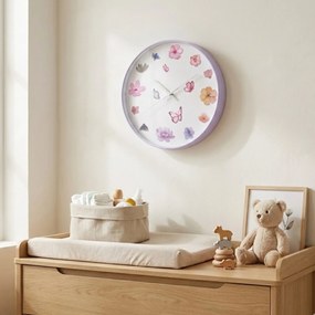 Zegar ścienny z motywem kwiatów, Ø 30 cm