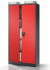 Szafa biurowa na dokumenty antracytowo-czerwona: JAN, 900 x 1850 x 400 mm